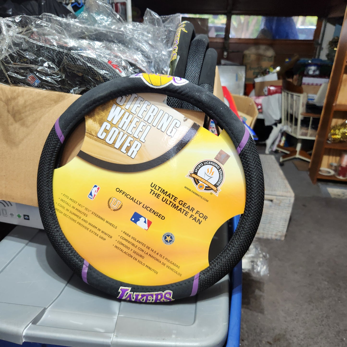 Lakers Stitched Steering Wheel Cover