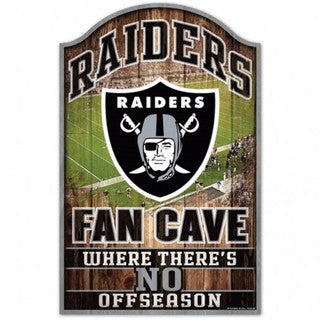 Raiders Wooden Fan Cave Sign