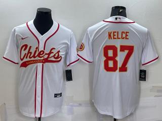KELCE WHITE CUSTOMIZED BASEBALL JERSEY