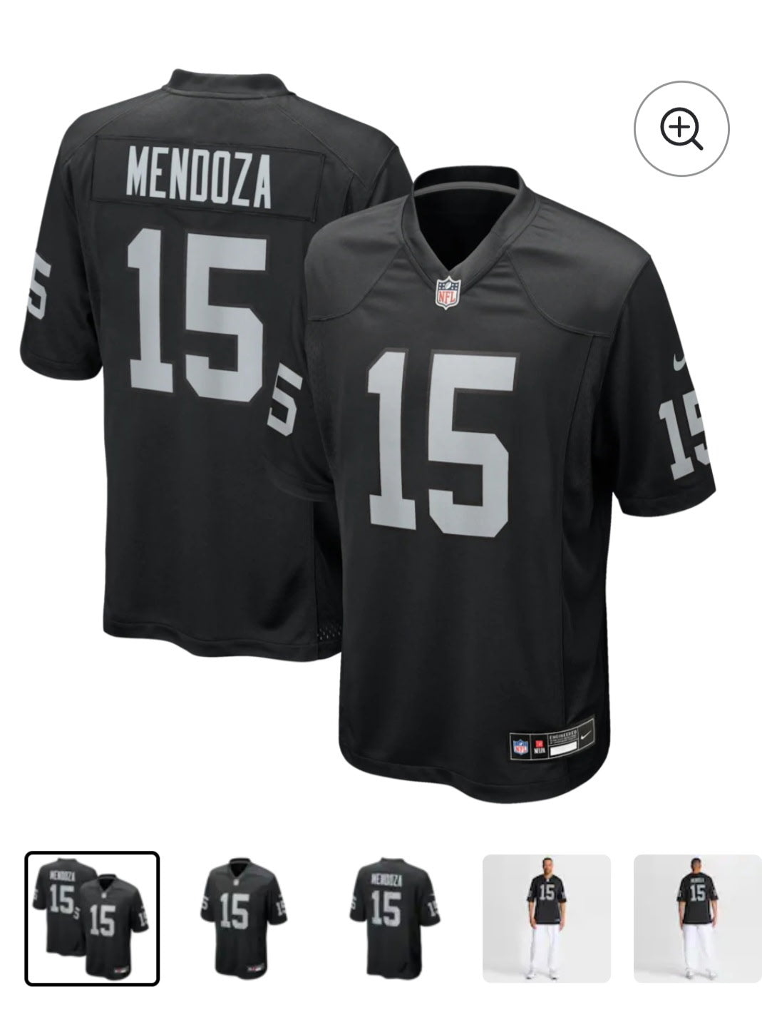 MENDOZA BLACK RAIDERS JERSEY