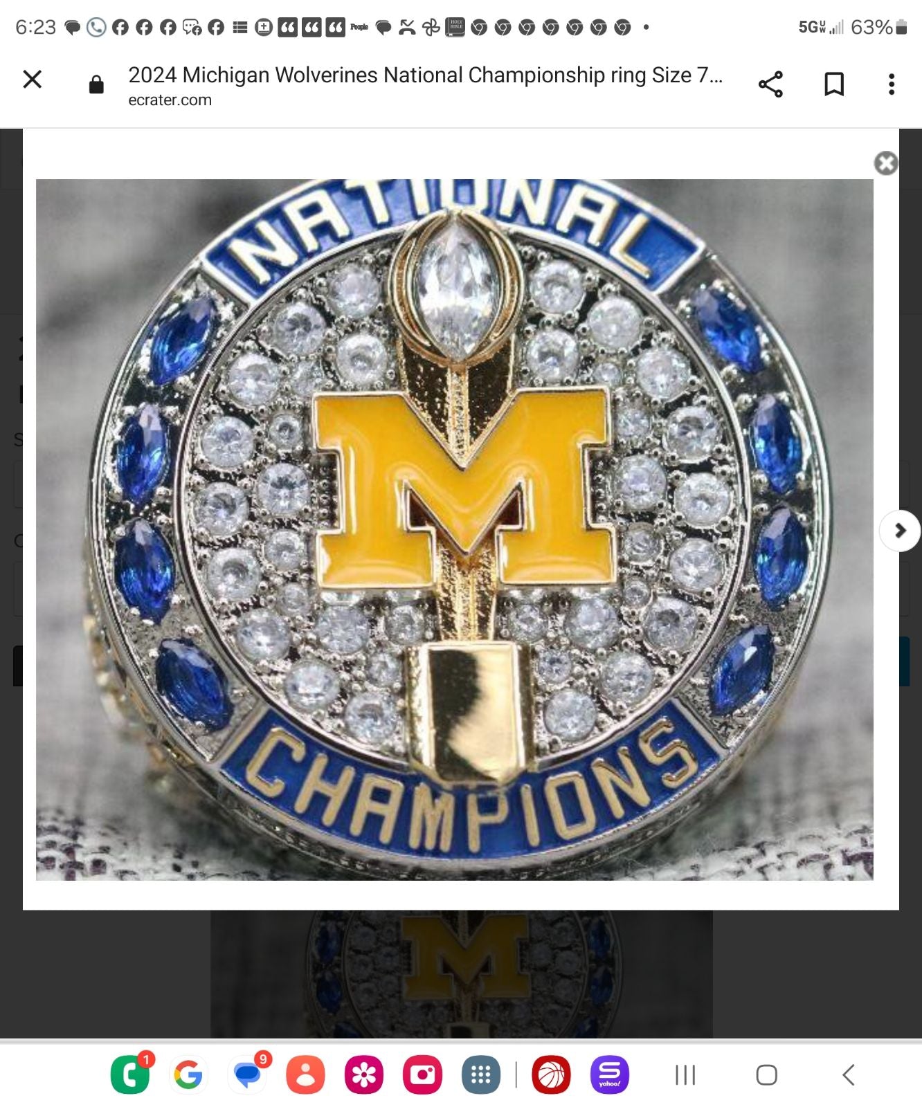 Michigan 2024 NCAA Championship Ring FB