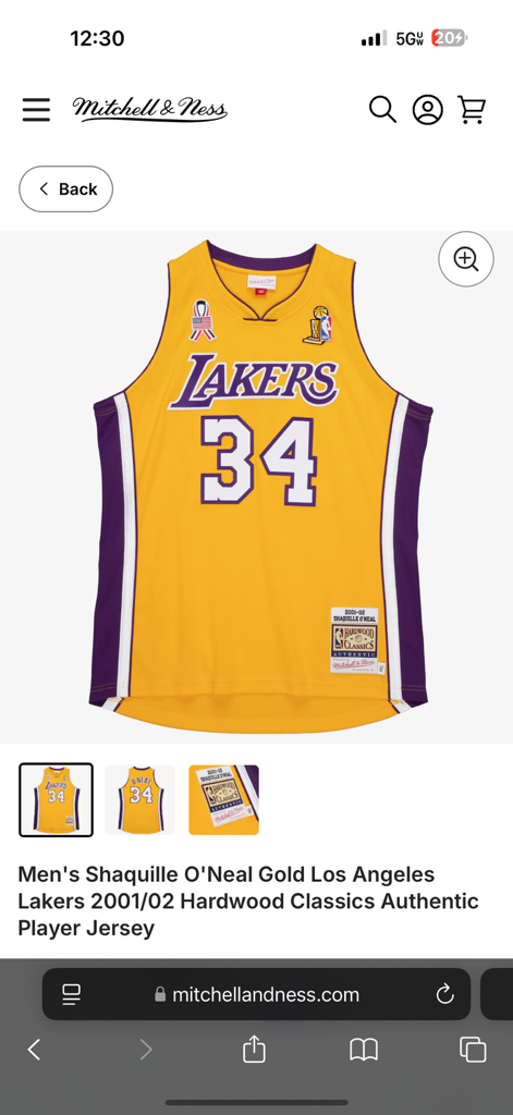 LAKERS O'NEAL YELLOW JERSEY
