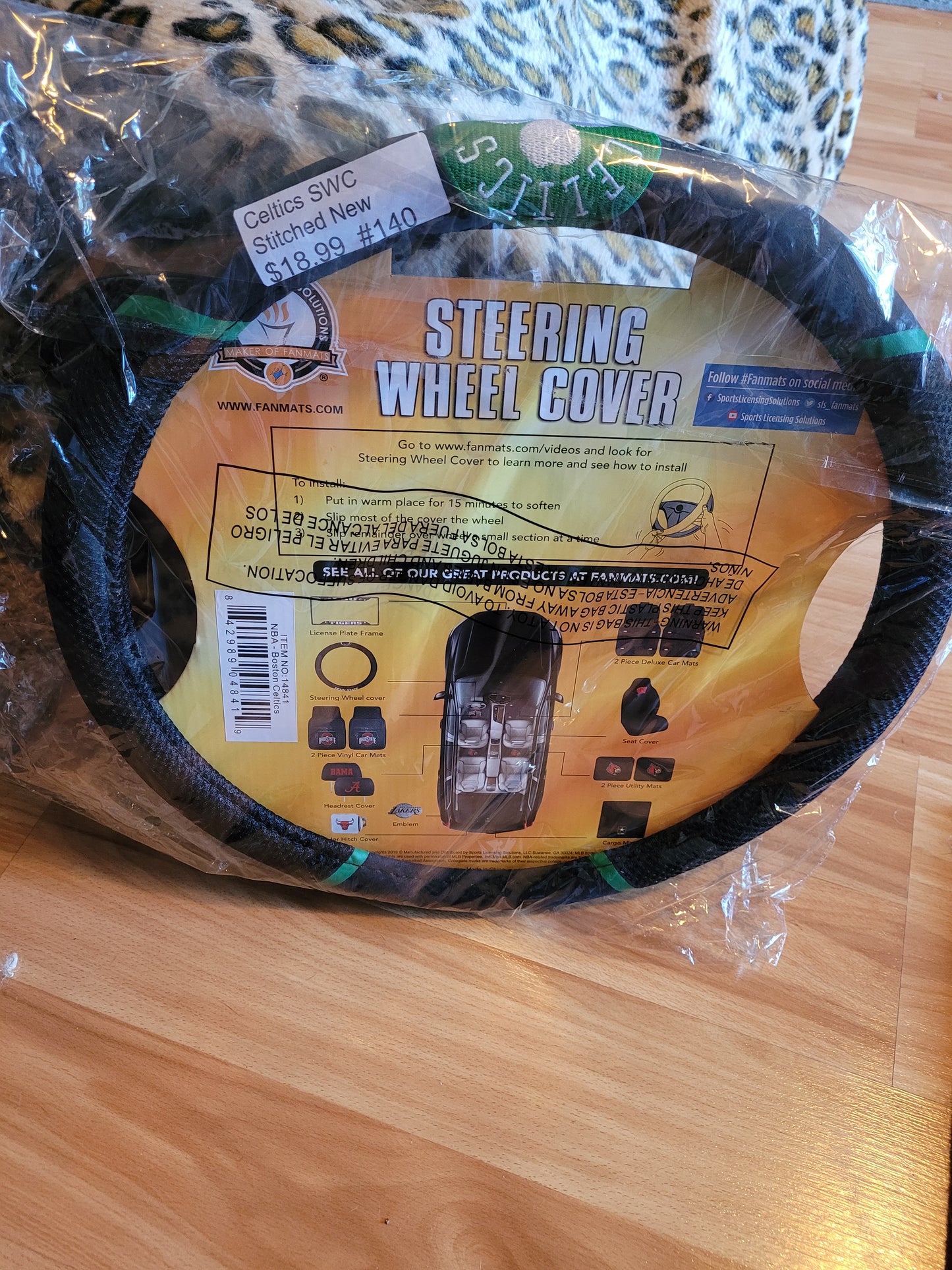 CELTICS Stitched Steering Wheel Cover