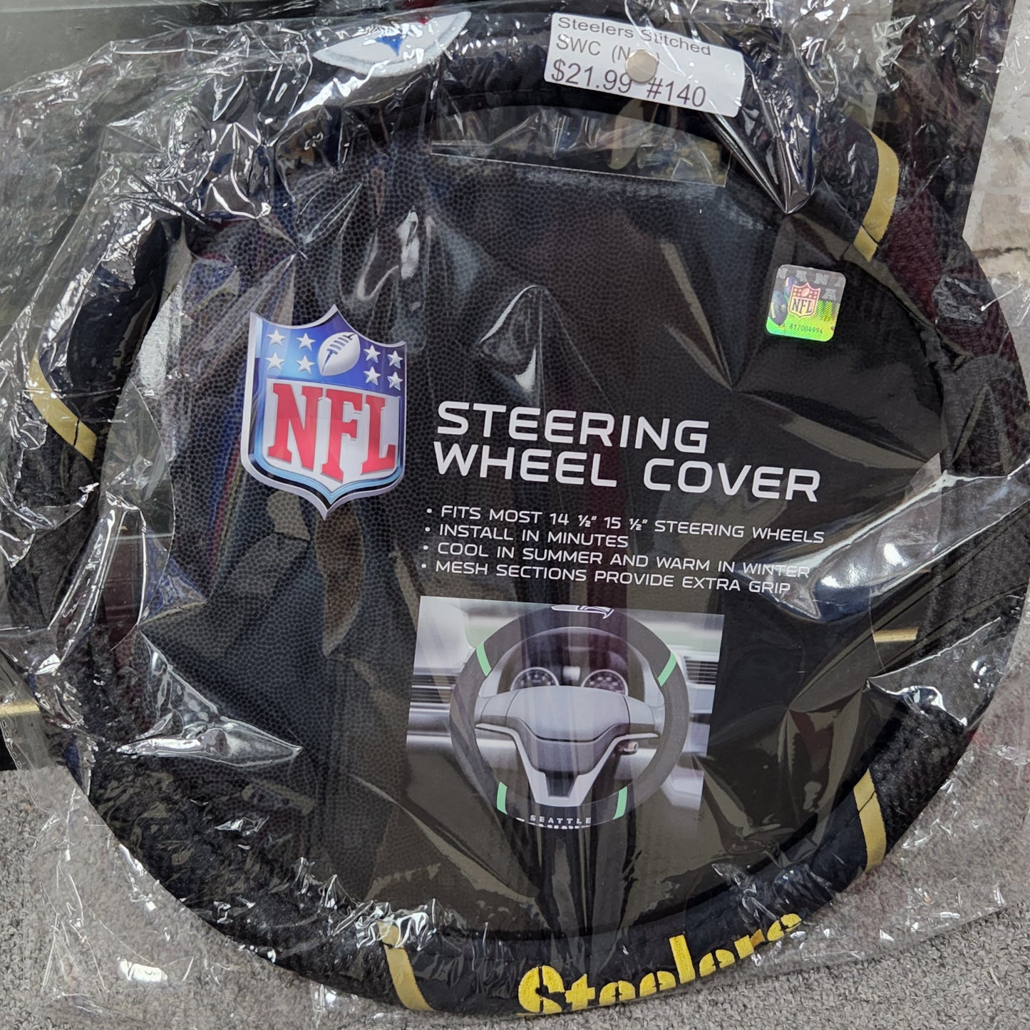 STEELERS Stitched Steering Wheel Cover