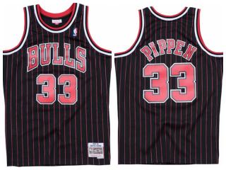 BULLS Pippen NBA Black Pinstripe Jersey