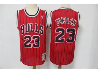 BULLS Jordan NBA Red Pinstripe Jersey