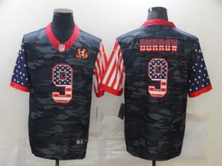 Bengals Burrow Camo American Flag Jersey