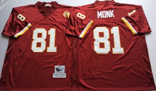 REDSKINS MONK THROWBACK RED JERSEY