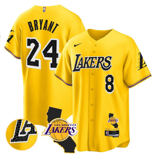 Kobe Bryant Yellow Lakers Baseball jersey