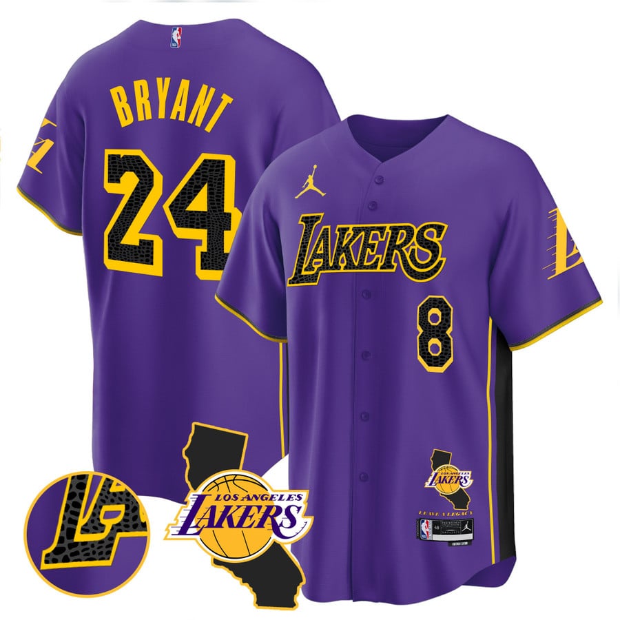 Kobe Bryant Purple Lakers Baseball jersey