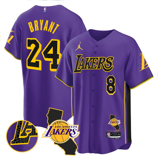 Kobe Bryant Purple Lakers Baseball jersey
