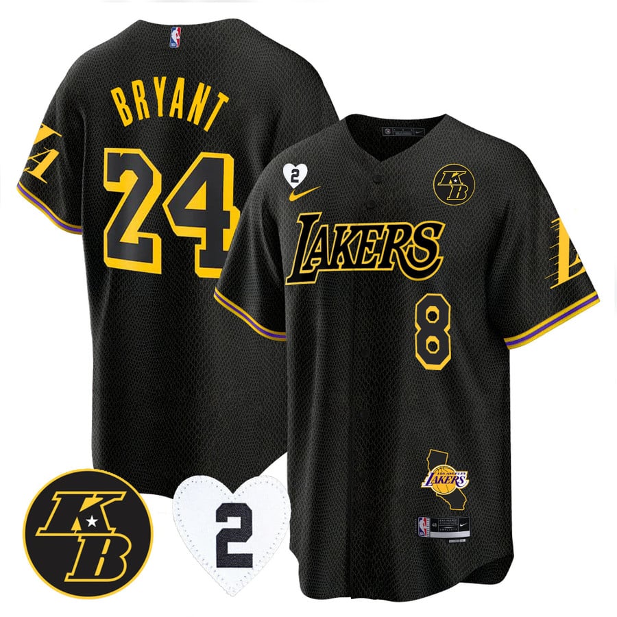 Kobe Bryant Black Lakers Baseball jersey