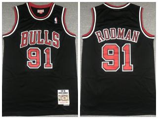 Rodman Black Mitchell & Ness Bulls Jersey