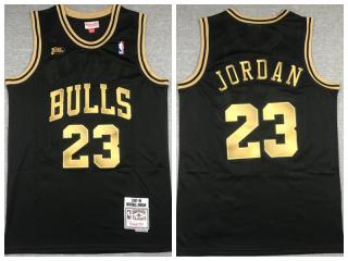 Jordan Black & Gold Mitchell & Ness Bulls Jersey