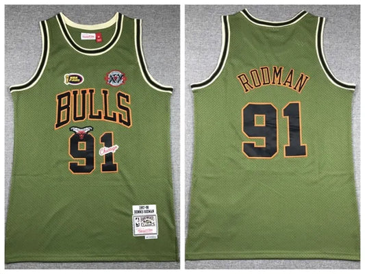 Rodman Green Mitchell & Ness Bulls Jersey