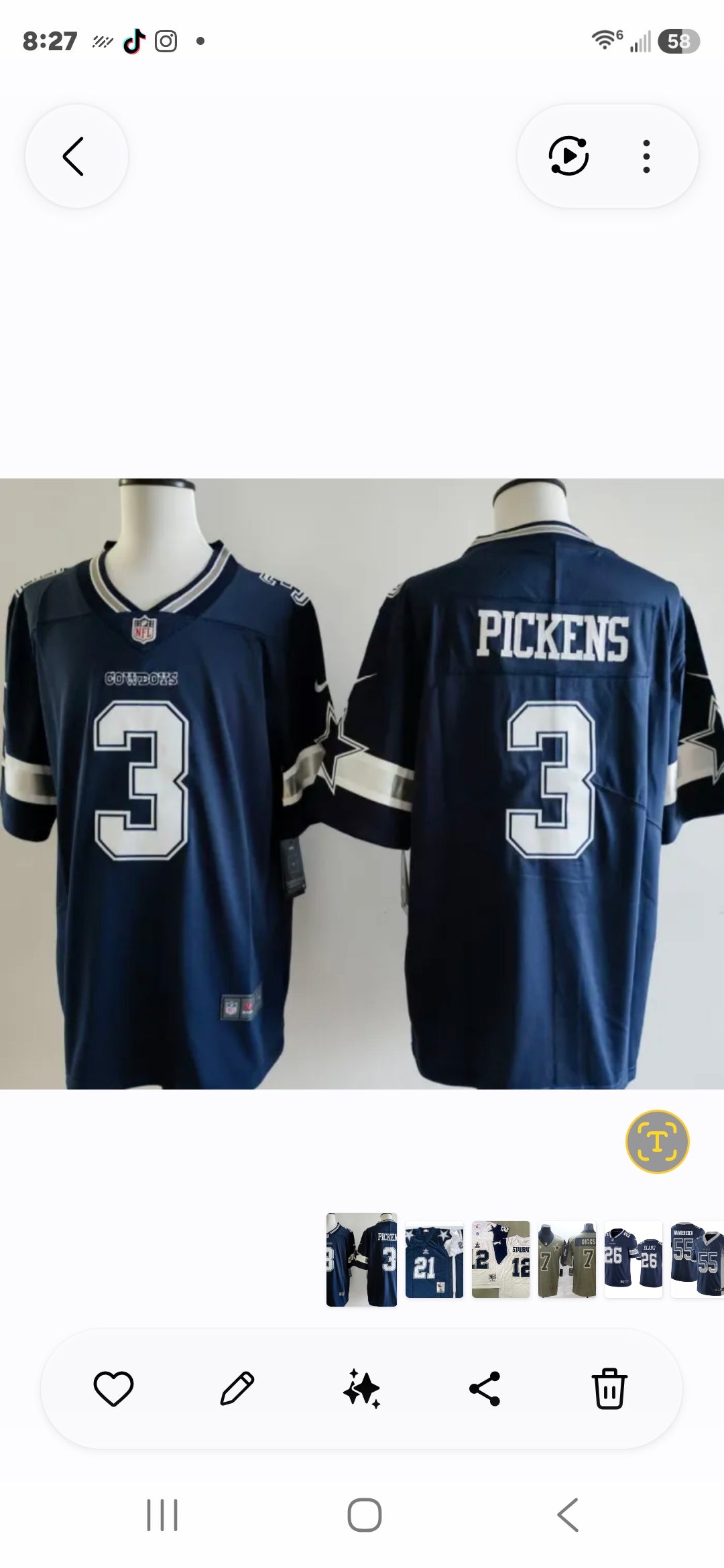 PICKENS BLUE COWBOYS JERSEY