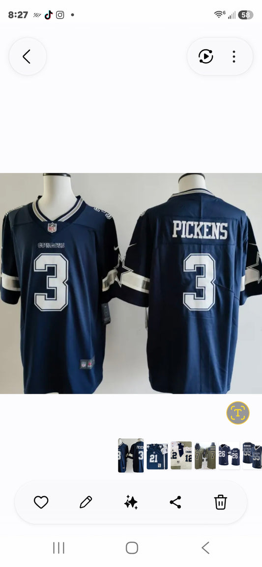 PICKENS BLUE COWBOYS JERSEY