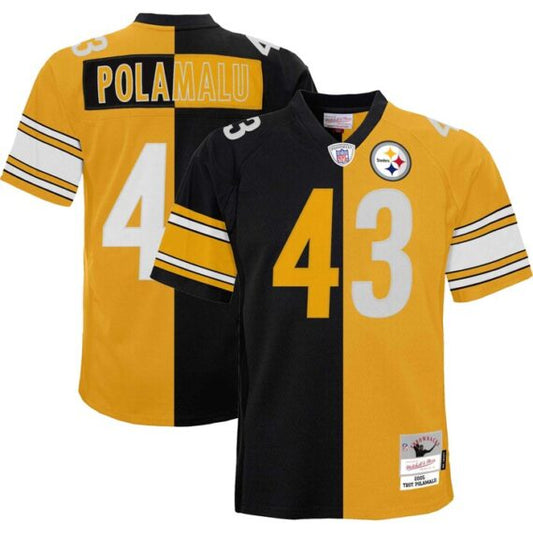 POLAMALU HALF BLACK & HALF YELLOW CUSTOM JERSEY