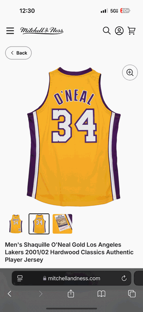 LAKERS O'NEAL YELLOW JERSEY