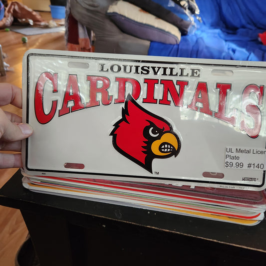 Louisville Regular Metal White License Plate