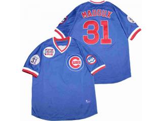 CUBS Maddux MLB Blue Retro Jerseys