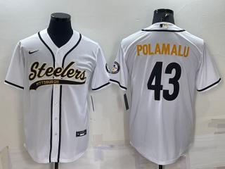 POLAMALU WHITE CUSTOMIZED BASEBALL JERSEY