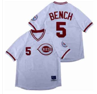 Reds Bench MLB White Jersey