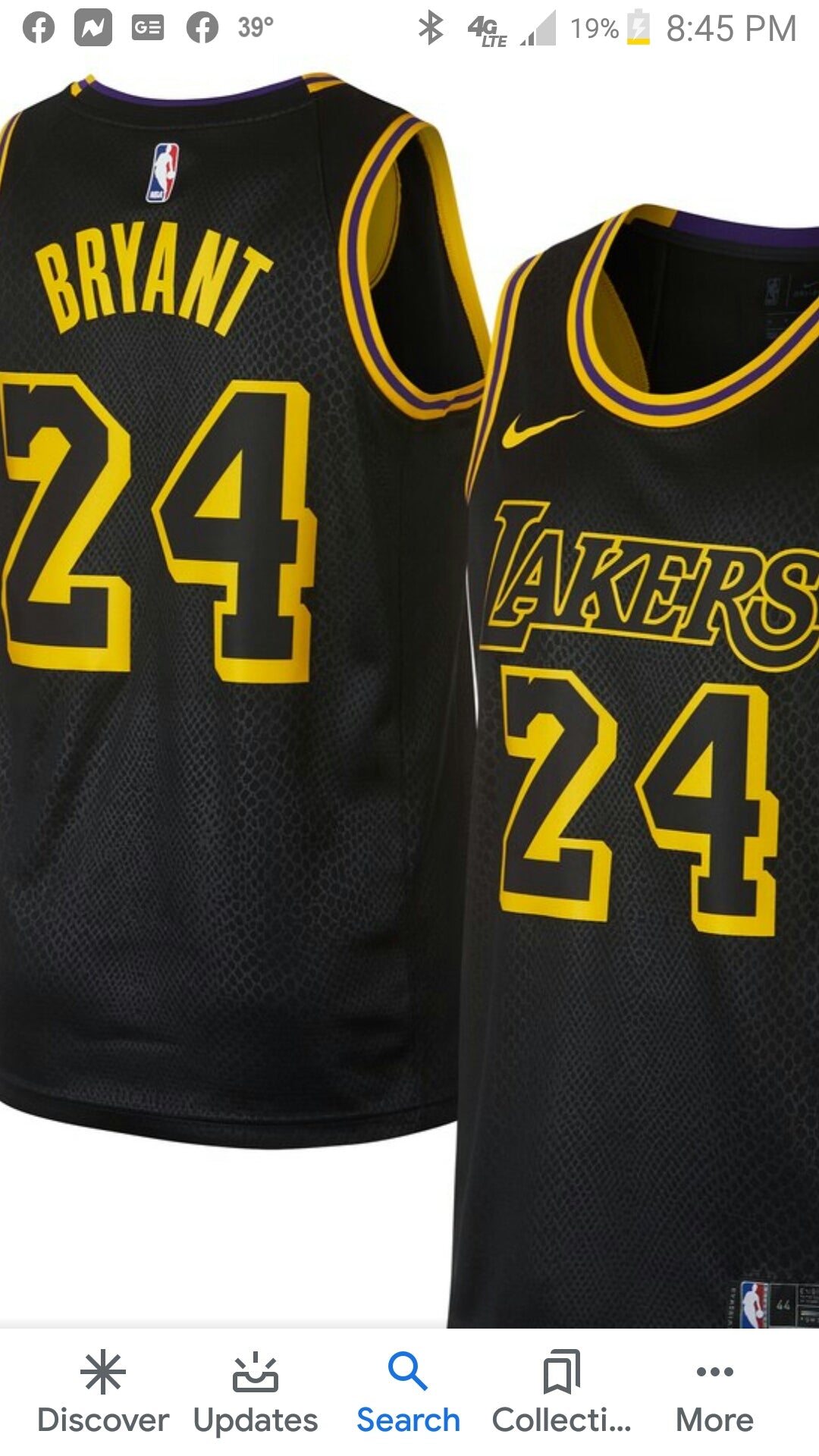 Lakers Bryant NBA Black Jersey.